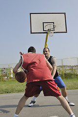 Image showing streetball  game at early morning