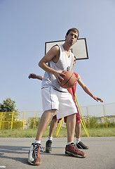 Image showing streetball  game at early morning