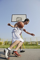 Image showing streetball  game at early morning