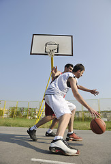 Image showing streetball  game at early morning