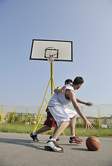 Image showing streetball  game at early morning