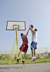 Image showing streetball  game at early morning