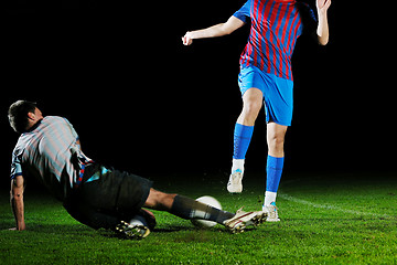 Image showing football players in competition for the ball