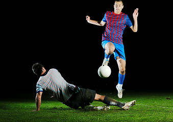 Image showing football players in competition for the ball