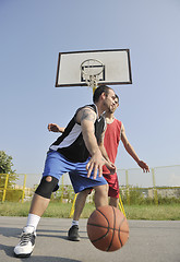 Image showing streetball  game at early morning