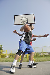 Image showing streetball  game at early morning