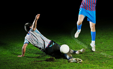 Image showing football players in competition for the ball