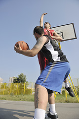 Image showing streetball  game at early morning