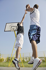 Image showing streetball  game at early morning