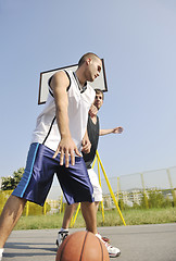 Image showing streetball  game at early morning