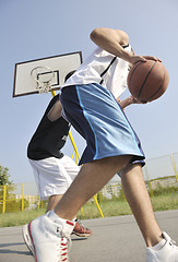 Image showing streetball  game at early morning