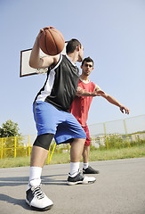 Image showing streetball  game at early morning