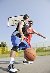 Image showing streetball  game at early morning