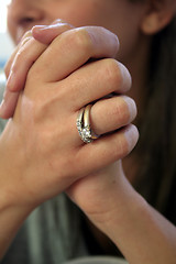 Image showing engaged girl with diamond ring