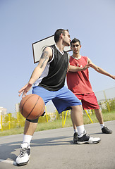 Image showing streetball  game at early morning