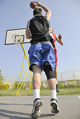 Image showing streetball  game at early morning