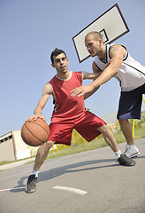 Image showing streetball  game at early morning