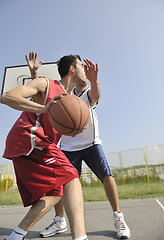 Image showing streetball  game at early morning