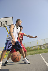 Image showing streetball  game at early morning