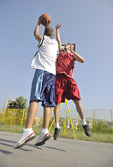 Image showing streetball  game at early morning