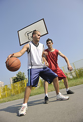 Image showing streetball  game at early morning