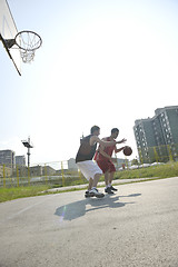 Image showing streetball  game at early morning