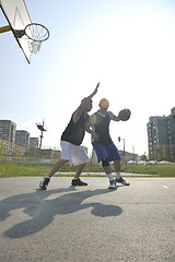 Image showing streetball  game at early morning