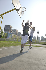 Image showing streetball  game at early morning