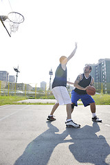 Image showing streetball  game at early morning