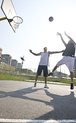 Image showing streetball  game at early morning