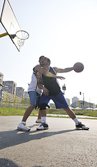 Image showing streetball  game at early morning