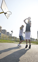 Image showing streetball  game at early morning