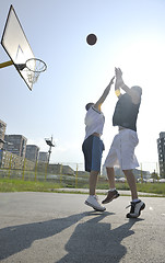 Image showing streetball  game at early morning