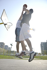 Image showing streetball  game at early morning