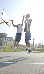 Image showing streetball  game at early morning