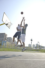 Image showing streetball  game at early morning