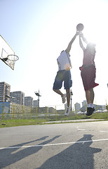 Image showing streetball  game at early morning