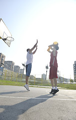 Image showing streetball  game at early morning