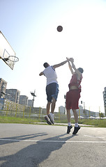 Image showing streetball  game at early morning