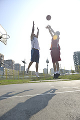 Image showing streetball  game at early morning