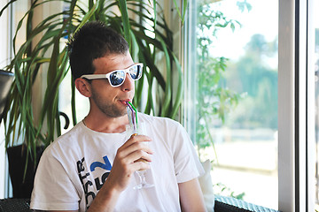 Image showing man drink fresh morning coffee