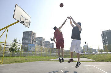 Image showing streetball  game at early morning