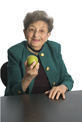 Image showing woman eating an apple