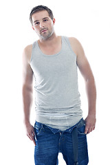 Image showing healthy fit young man islated on white background