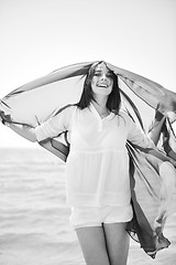 Image showing young woman relax  on beach