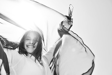 Image showing young woman relax  on beach