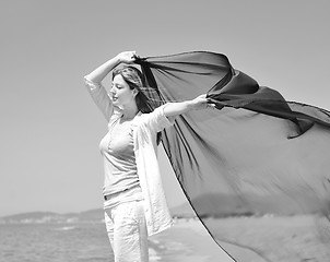 Image showing young woman relax  on beach