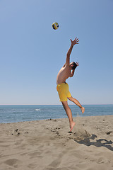 Image showing male beach volleyball game player