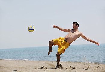 Image showing male beach volleyball game player