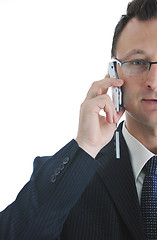 Image showing businessman with cellphone isolated on white